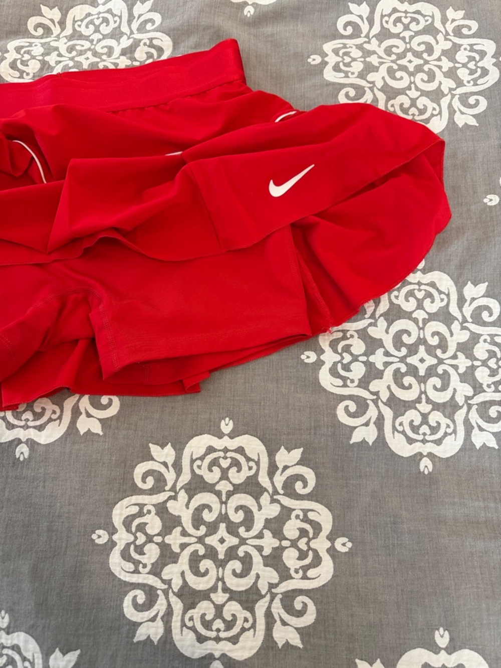 Nike Red Pleated Tennis Skirt with White Trim - Picture 5 of 5